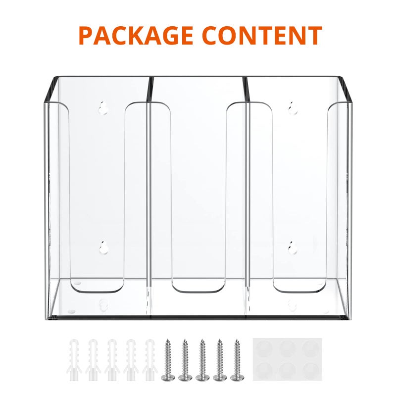 Richboom Acrylic Coffee Cup and Lid Storage Organizer Holder  3 Compartments  Clear - Image 4
